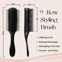 Koeuoi Classic Curly Hair Brush - 9 Row All Black Styling Brush For Styling, Smoothing Longer Hair And Defining Curls For Women And Men Wet Or Dry Hair - White - View 5