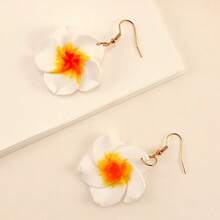 Pendientes de flor de arcilla dulce y suave hechos a mano, adecuados para el estilo bohemio de vacaciones en la playa, para uso diario en primavera y verano - Blanco - Ver 7