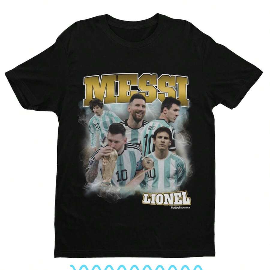 Homage _ Argentina Football T Shirt _ Football _ Soccer Fan _ Lionel Mes - màu đen - Xem 1