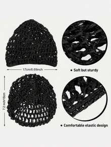 1 pieza/2 piezas Gorro de dormir de mujer hecho a mano a ganchillo, redecilla para el cabello, adecuado para uso diario - Caqui - Ver 5