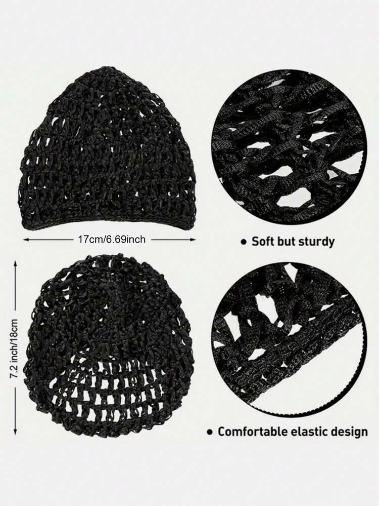 1 件手工钩针睡帽、长袍帽、发网、发饰适合万圣节日常使用 - 咖啡 - 查看 5