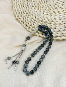 1 buah Gelang Manik-Manik Bulat & Persegi Bermotif 33 Butir, Gaya Klasik, Sentuhan Keren, Cocok untuk Pemakaian Sehari-hari Pria TASBIH - Graphite - View 4