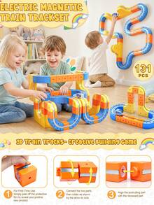 Ensemble de train électrique pour enfants, 67/83/131/160 pièces Kit de construction de piste 3D, comprend un train et des panneaux de signalisation, ensemble de jouets de voiture STEM, convient aux garçons et aux filles de 3 à 8 ans, cadeau d'anniversaire, Thomas & Friends Train, jouets Montessori, train, voiture, ensemble de blocs de construction, cadeau de Noël, cadeau pour petit ami, blocs de construction, cadeau de la Saint-Valentin, jouets pour garçons, jouets pour enfants, dinosaure - Voiture QYL - Voir 3