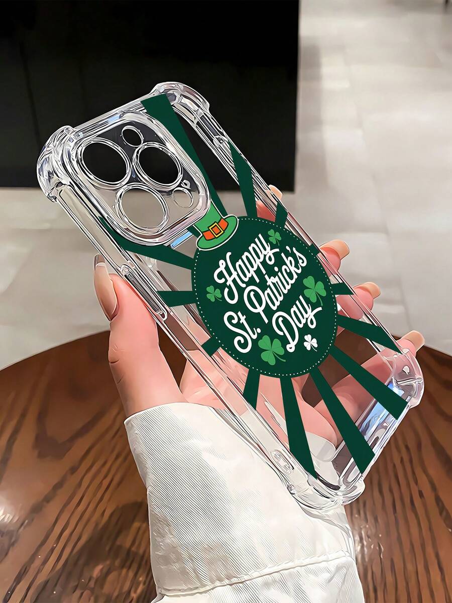 Funda para teléfono con espejo y diseño festivo del Día de San Patricio. También funciona como espejo y es compatible con 17, 16 Pro Max, 15 Pro Max, 13 y 12. Fabricada en TPU, ofrece protección contra golpes y caídas. Un regalo perfecto para familiares, amigos o cualquier persona que celebre la suerte irlandesa esta temporada. Ideal para celebraciones del Día de San Patricio, sorpresas de cumpleaños o simplemente como un accesorio divertido para el día a día. - transparente - Ver 1