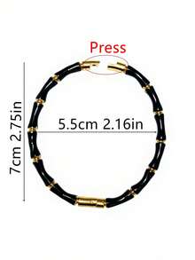 极简韩式不锈钢竹结手链，2024新款时尚女装配饰 - 金黃色 - 查看 9