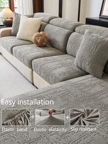 1 tấm bọc ghế sofa co giãn, chống trượt, phủ toàn bộ bề mặt ghế, phù hợp cho mọi mùa, bọc ghế sofa bằng vải, có thể giặt máy, chống bụi, thân thiện với thú cưng, bảo vệ ghế sofa trang trí, có thể điều chỉnh cho phòng ngủ, văn phòng, phòng khách và ghế sofa hình chữ L cũng như ghế sofa 1/2/3/4 chỗ ngồi. - Màu xám đen - Xem 8