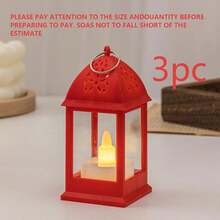 3/6pcs Plastic Mini Lanterns, Hollow Top Design For Easy Carrying, Flameless Warm Light, Retro LED Electronic Plastic Decorative Lamps, Home Decor Accents, Atmosphere Lights For Bedroom, Living Room, Camping, Outdoor, Dates, Picnics, Crafts - Hollow Out Four-corner Lantern - View 14