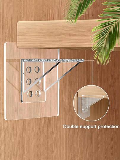 2pcs/4pcs/8pcs Adhesive Transparent Plastic Shelf Support Hooks For Kitchen, Bookshelves, Cabinets - Thick No-Drill Shelf Mounts, Durable Clear Brackets, Easy Install, High-Strength, Damage-Free, Suitable For Pantry, Glass Shelves, Home Office, Living Room, Dorm, Closet Organization, Practical Storage, Seamless Look, Versatile Household Hooks