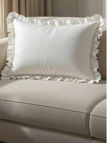 Set Of 2 Luxury Ruffled Cushion Covers 30x50cm For Decoration - White - View 2