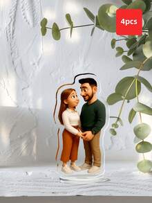 1-4pcs Customized Acrylic Photo Plaque, Personalized Cartoon Digital Art Photo, Customized Acrylic Memorial Gift, Ideal Personalized Photo Stand Decor For Anniversary, Wedding, Valentine's Day, Special Occasions ,Forever Love ,Living Room Decor - Multicolor - View 22