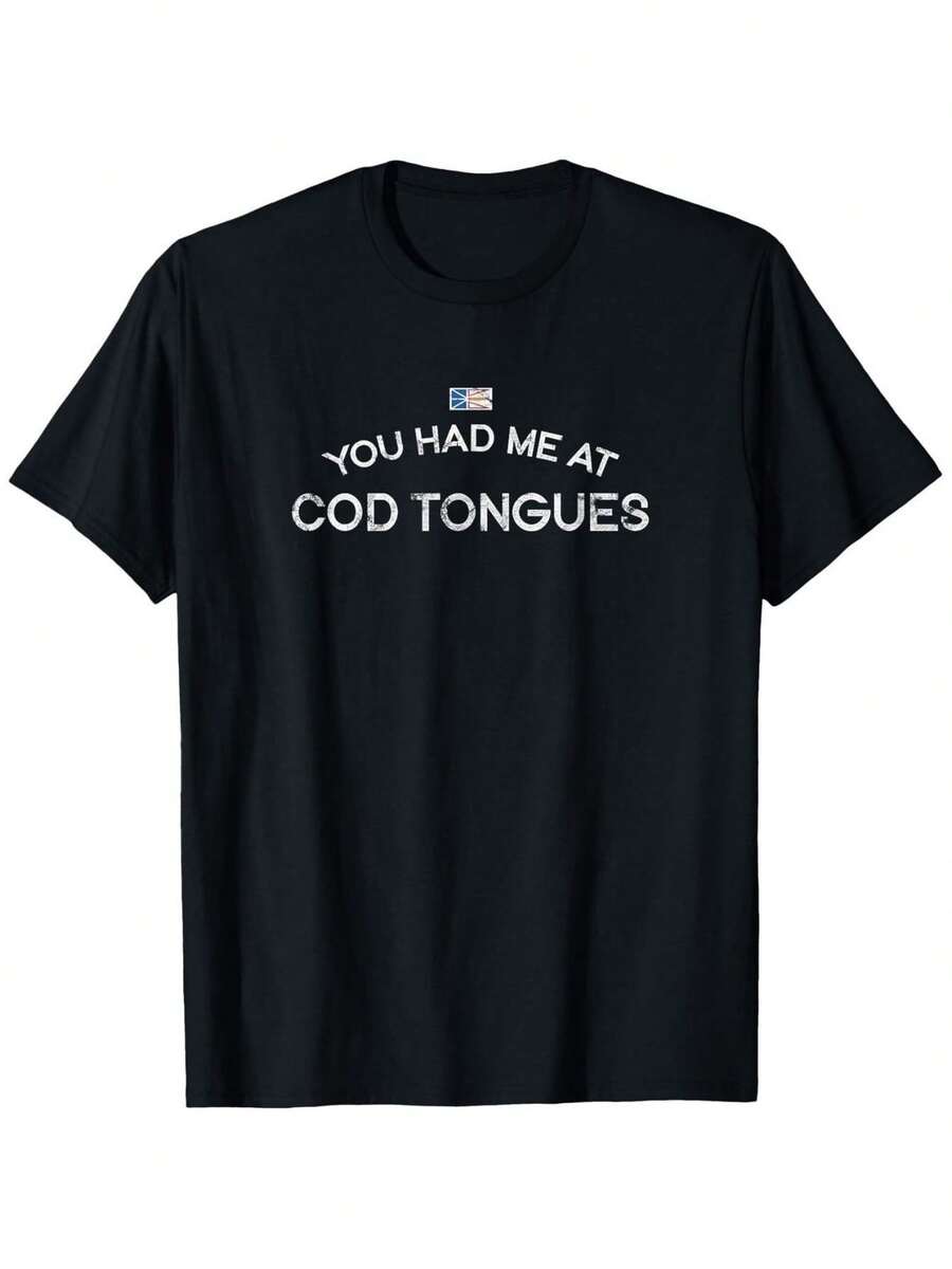 Camiseta única Y2K con diseño divertido "You Had Me at Cod Tongues". Perfecta para los amantes de la moda mexicana. Destaca tu estilo con esta prenda que combina humor y elegancia. Ideal para cualquier ocasión y confeccionada con materiales de alta calidad. ¡No te la pierdas! - Negro - Ver 1