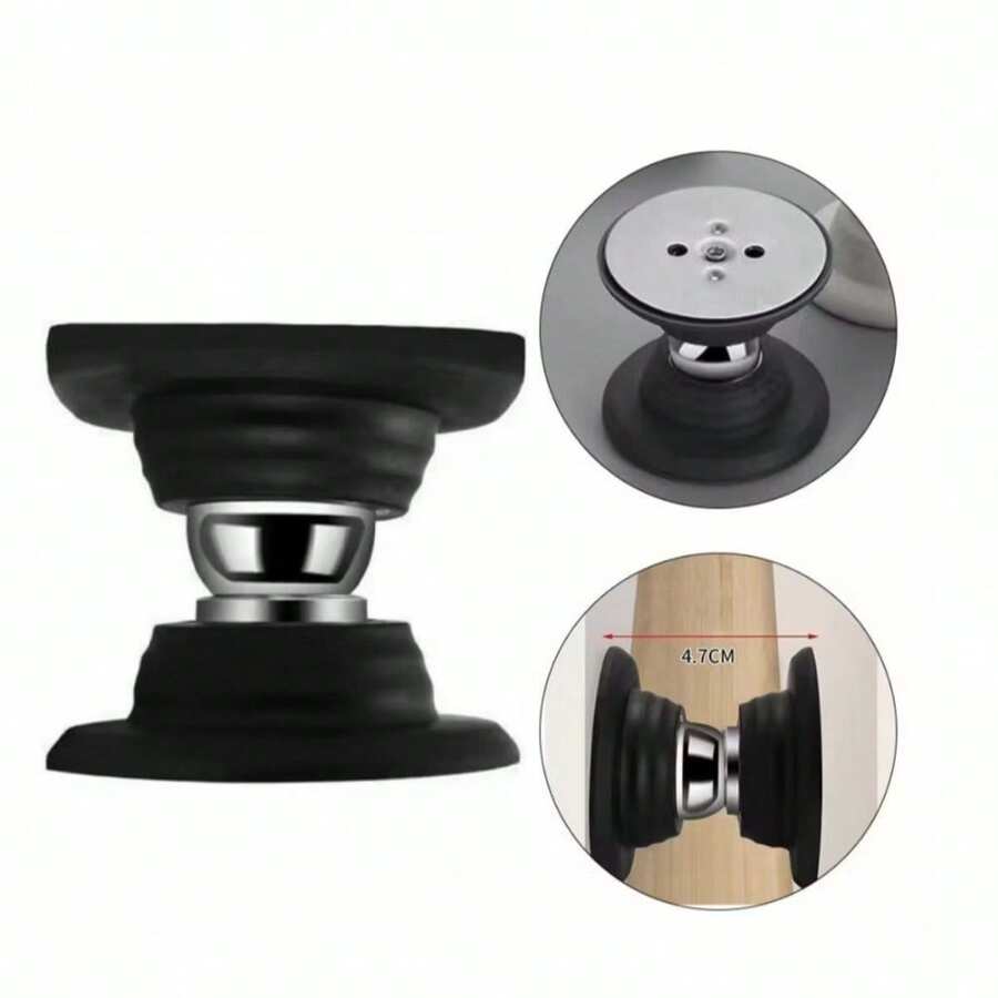 Magnetic Door Stopper With Adhesive, Stainless Steel, Black - 黑色 1 UNI - 查看 1