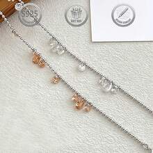 1件优雅简约奢华925银水滴吊坠，镶嵌合成锆石，女士手链，适合日常、派对、节日、约会、送礼。 - 白色 - 查看 5