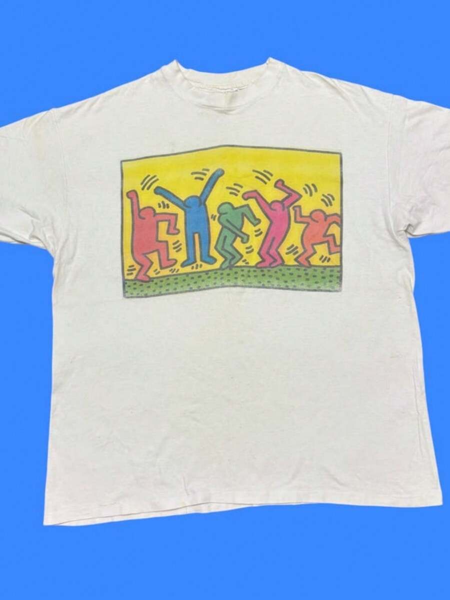 Vintage Keith Haring XL 90s Single Sch Vintage Art Made In Usa Vintage Graphic Museum Pop Art Painting. - trắng - Xem 1