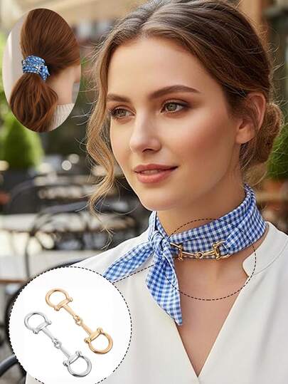 2PCS Elegant Purple Satin Scarf Clips With Golden-Tone Horse Hoof Design - Versatile Square Scarf Holders For Women, Perfect For Daily Wear & Parties, Party Accessories | Elegant Accessory | Satin Finish