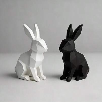 2pcs Easter Bunny Ornament - Sitting Rabbit Centerpiece With Sitting Rabbit Figure, Plastic Spring Table Decor Suitable For Easter Basket Surprise Gift, Bunny Shelf Decoration For Table Centerpiece & Basket Fillers, Year-Round Rabbit Decor