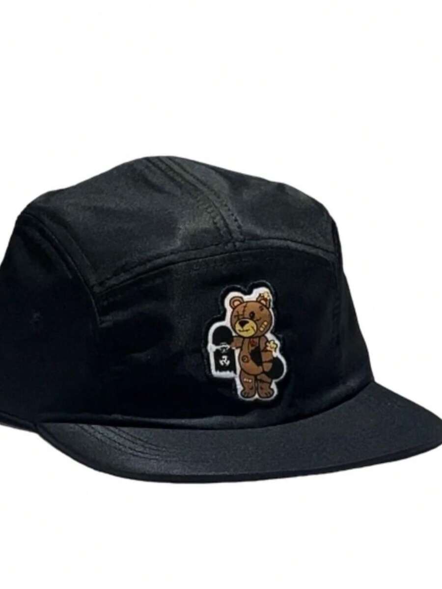 Black Graphite Five Panel Cap On - Black Bear - View 1