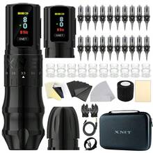 XNET Bestia 1Set Wireless Tattoo Machine Kit 20pcs Cartridges Completed Set 2400mAh LCD Screen Battery Makeup Rotaty Pen For Tattoo - Multicolor - View 12