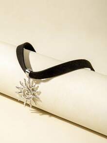 imoli 1件 时尚简约合金向日葵宽绒单层项链 - 22800-nek-black-2 - 查看 9