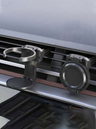 1 pieza Soporte plegable para vaso de coche: Estante para bebidas premium ajustable para hidratación en el automóvil, soporte universal para vasos de agua con soporte de ajuste rápido, accesorio para coche ahorrador de espacio para la consola delantera y el bolsillo de la puerta trasera, fácil de sujetar con clip para un manejo mientras conduce, construcción de metal resistente y compuesto de ABS, mantiene las bebidas en posición vertical y segura durante el viaje