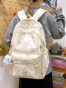 轻便背包，可爱星空格子图案，适合高中生和大学生，清新甜美的日系风格 - A - 查看 4