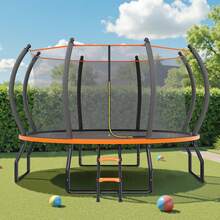 8FT 10FT 12FT 14FT 15FT 16FT Outdoor Trampoline With Enclosure Net And Ladder, Recreational Trampolines With Quick Connect Frame, ASTM Approval - Black - View 1