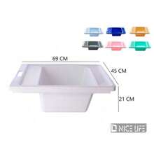 1-Pack Plastic Wash Tub - 69x45x21cm Utility Sink With Integrated Drainboards On Both Sides, Easy To Clean And Maintain, Color Random, Perfect For Home, Garage, And Outdoor Use - MultiWarna - View 9