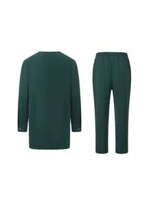 2pcs African Traditional Men's Outfit, Includes Top And Pants, Dashiki Print, Suitable For African American Men, Wedding, Groomsmen, Holiday, Party - Dark Green - View 4