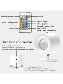 1 Stück doppelseitige magnetische Wandleuchte, 360° drehbar multifunktionale Wandlampe, RGB-Umschaltung, doppelseitige LED-Schranktür-Beleuchtung, mehrfarbig einstellbar, Touch-Fernbedienung, USB-Aufladung, dimmbar, Heimbeleuchtung, geeignet für Wohnzimmer, Schlafzimmer, Flur, Nachttisch, Lesen, Küche, Heimdekoration, Schlafzimmerwanddekoration, geeignet für Weihnachten, Thanksgiving, Neujahr und andere Anlässe - mehrfarbig - Übersicht 8