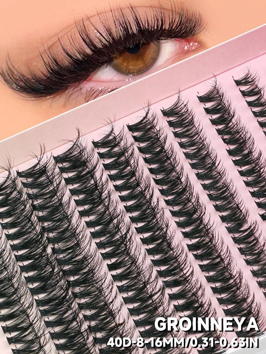 160/180/190/200pcs C Curl Individual Eyelashes DIY Eyelash Extensions Lash Clusters Mix Natural Long False Eyelash Extenstions Curly Lash Makeup - Black - View 1