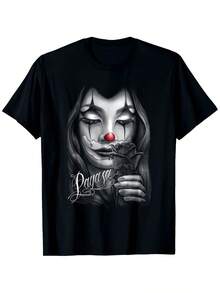Payasa Chicana Chola Style Lowrider Graphic T-Shirt - Vintage Mexican Folk Art Design With La Calavera Catrina Print, 100% Soft & Breathable, Unisex Crew Neck Tee For Men & Women, Casual & Themed Events (Size - 黑色3 - 查看 1