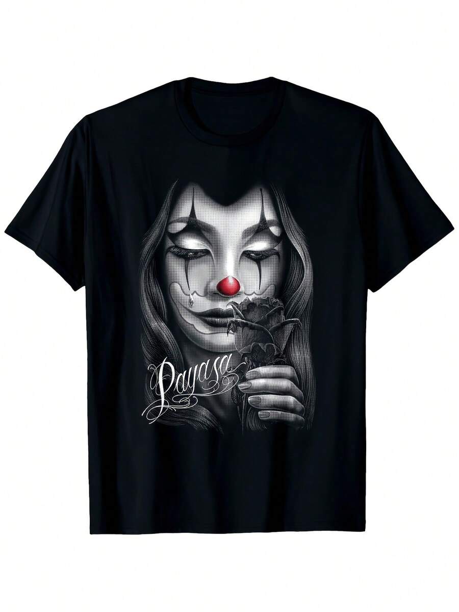 Payasa Chicana Chola Style Lowrider Graphic T-Shirt - Vintage Mexican Folk Art Design With La Calavera Catrina Print, 100% Soft & Breathable, Unisex Crew Neck Tee For Men & Women, Casual & Themed Events (Size - 黑色3 - 查看 1