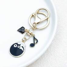 1pc Alloy Enamel Black Cat Note Keychain Cute Creative Keychain Suitable For Giving Gifts To Friends - one-size - View 7