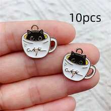 10/20pcs Zinc Alloy Cute Cat Shaped Pendant, Suitable For DIY Earring, Bracelet, Necklace, Keychain Jewelry Making - Multicolor - View 8