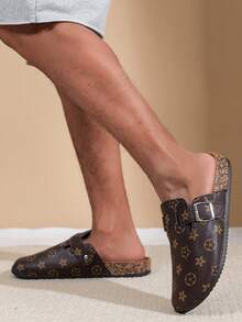 Men's Retro Floral Luxury Slip-On Slippers, Soft Sole Cushioned Comfortable Adjustable Strap Sandals, Versatile Indoor/Outdoor Wear For Spring/Summer/Autumn, Suitable For Daily, Commuting And Relaxation - Brown - View 4