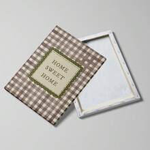 1幅带框/不带框“温馨家园”乡村风帆布海报，舒适棕色格子图案，文字装饰语录墙面艺术印刷品，简约农舍小屋装饰画，适用于公寓、客厅、卧室、现代家居装饰 - A - 查看 7