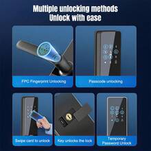 Capacitive Fingerprint Smart Door Lock With Handle & Keypad (Including Key And Card)  – No More Lost Keys,Keyless Entry & Remote Access,Auto & One Touch Lock | Digital Smart Door Locks | Easy Installation | IP54 Waterproof Suitable For Homes, Rooms - Black - View 4
