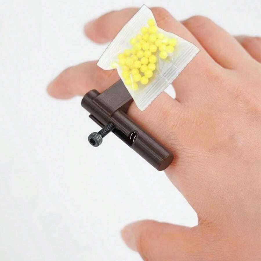 6pcs Creative New Mini Handgun Rings, Cute Student Stress Relief Gadget Rings, Tiny Pressing Launcher Toys - Multicolor - View 1