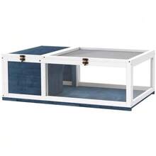Wooden Turtle Enclosure/House With Main Houses And Hinged Top, 91x60.5x32 Cm, Blue - Blue - View 7