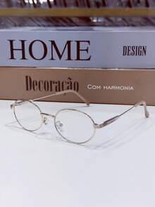 Women's Cat Eye Oval Metal Frame, Lightweight, For Prescription Lenses - Vàng - Xem 3