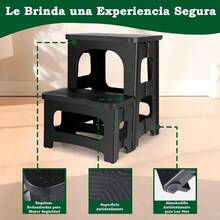 Taburete Plegable de 2 Pasos,Antideslizantes Banco Plegable Portatil para Adultos y niños, soporta 250 lbs,Banquitos Multifuncional para la Cocina,el baño,el Lavabo,la Autocaravana - Negro - Ver 8