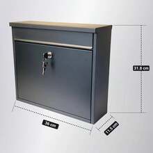 Mail Box Post Letter Box Wall Mounted Large Steel Lockable Blk By Buckingham - C - View 2