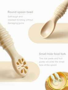 2 piezas Cucharas de alimentación de silicona para bebé, cucharas suaves para puré de frutas, portátiles y suaves para la autoalimentación del bebé - Multicolor - Ver 12