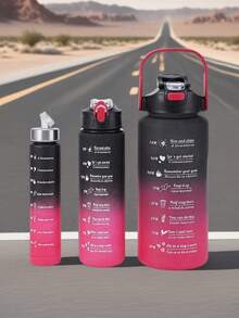 3个/套塑料渐变色饮水杯，带盖和吸管，大容量户外运动水壶（配件在内） - 彩色 - 查看 11