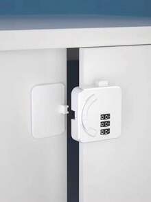 1 cerradura con candado de bloqueo por contraseña que no requiere perforación, ideal para gabinetes, cajones y armarios como una cerradura a prueba de robo, con código giratorio - Blanco - Ver 3