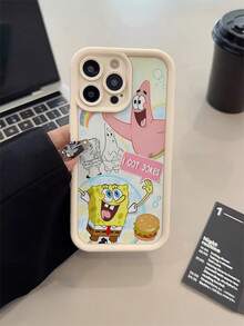 1 pieza Funda de teléfono a prueba de golpes con diseño de hamburguesa y letras de dibujos animados Creative Rainbow SpongeBob Squarepants, compatible con Samsung/Apple 17/16/15/14/13/12/11Pro Max/12Pro/14Plus y otros modelos - Multicolor - Ver 3