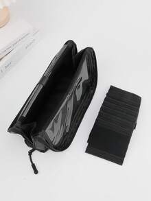 1 Convenient Vertical Foldable Large-Capacity Makeup Artist Storage Bag Travel Professional Makeup Bag Beauty Bag Makeup Brush Holder With 8 Hook And Loop Free Splicing Adjustable Separated Makeup Brush Pencil Case (Black). - Multicolor - View 10