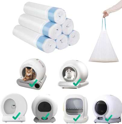 120 Ultra-Strong Cat Litter Box Liners 15L Leak-Proof Waste Bags For Cleanpethome Self-Cleaning Litter Box (Blue)