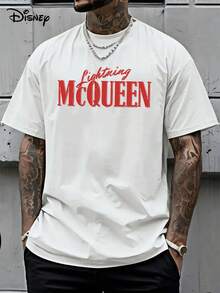 Disney Genuine Authorization 1 Piece, Retro Lightning McQueen Shirt, Car, Adult Men's Casual Shirt, Short-Sleeved Loose Breathable T-Shirt In Summer. - trắng - Xem 2