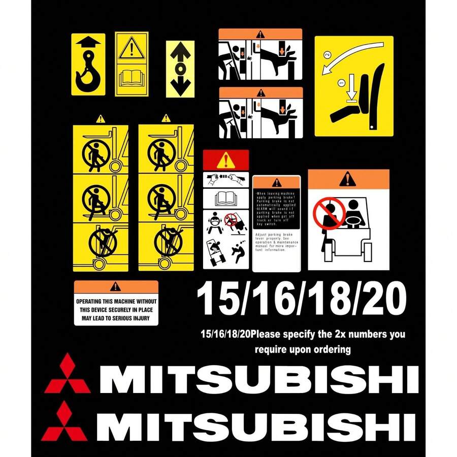Mitsubishi Forklift Decal Kit With Ty Decals - A - View 1